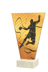 VL1-B/HAN Trofeum szklane na podstawie marmurowej - piłka ręczna h-20,5 cm, grub. 1 cm